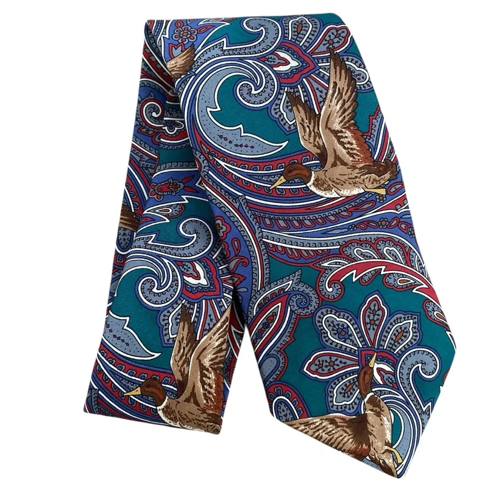 Brooks Brothers Makers Silk Tie Bird Paisley Multicolor Novelty Business USA